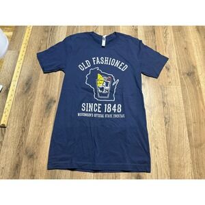 Bella+Canvas Shirt Unisex Size S Navy Blue Wisconsin Cocktail Old Fashioned